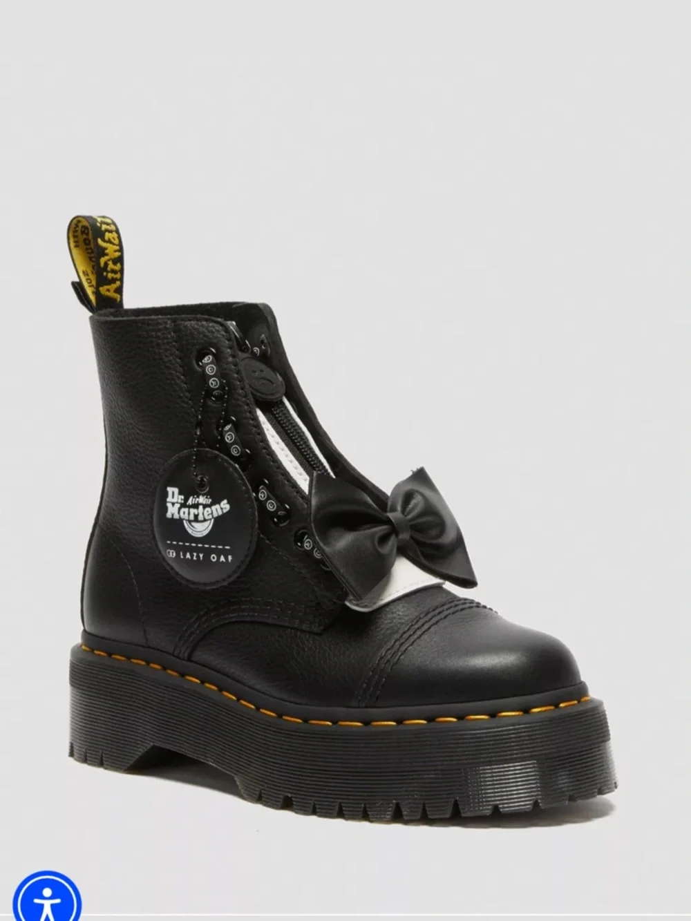 Rare! Dr. Martens + Lazy Oaf Sinclair Black Leather Platform Boots - Picture 6 of 9